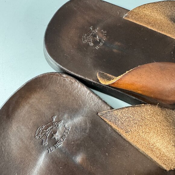 IL BISONTE Brown Leather Thong Sandals, Men Size 45 main image 8